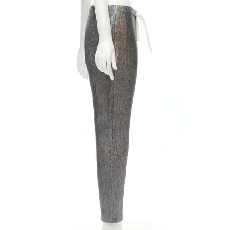 Rosie Assoulin Metallic Cropped Pants Silver Polyester Never worn - Model View