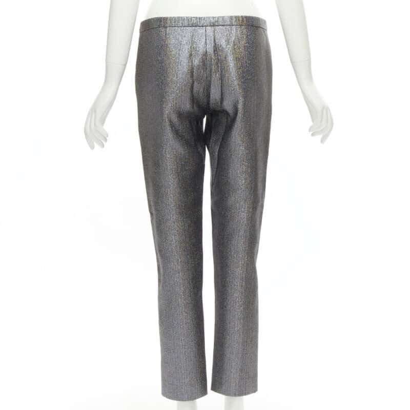 Rosie Assoulin Metallic Cropped Pants Silver Polyester Never worn - Box View