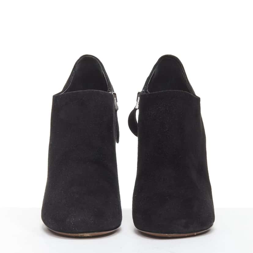 Alaia Jacquard Gold Heel Boots Black Suede Very good condition - Model View