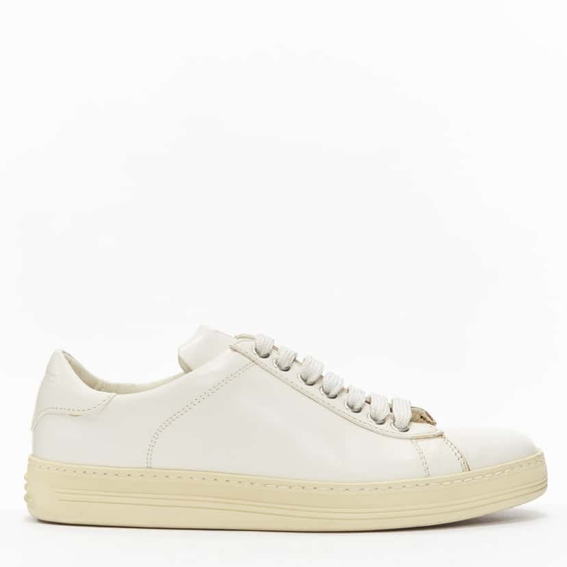 Tom Ford Classic Lace Sneakers Beige Leather Good condition - Front View