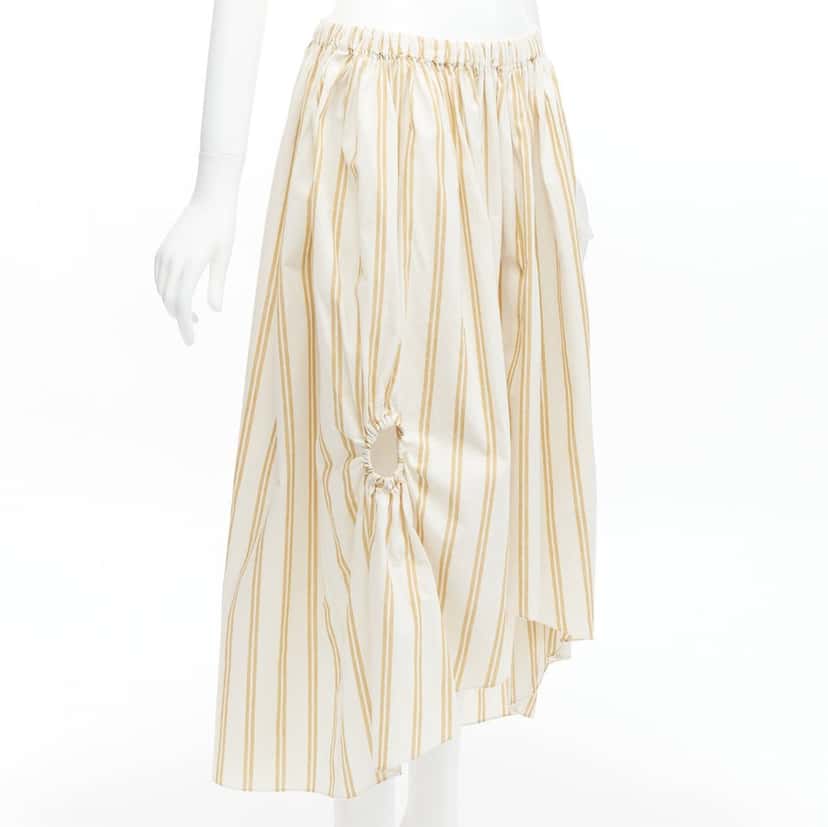 Oscar De La Renta Striped Balloon Skirt White Cotton Never worn - Front View