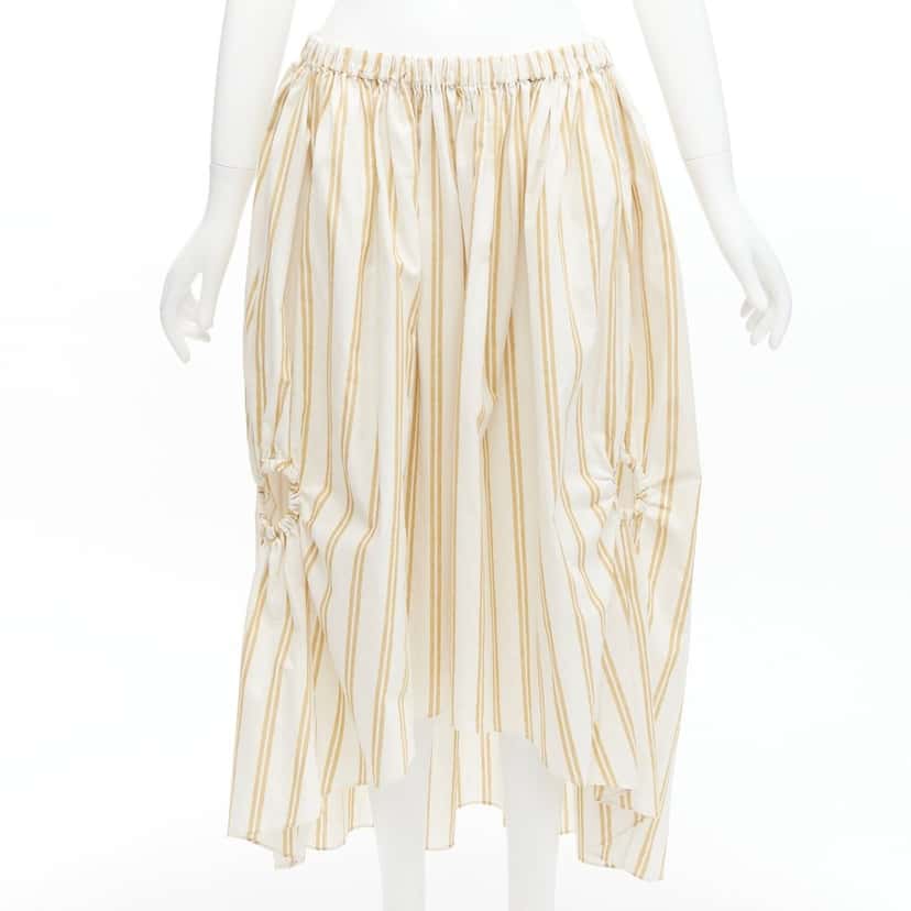 Oscar De La Renta Striped Balloon Skirt White Cotton Never worn - Inside View
