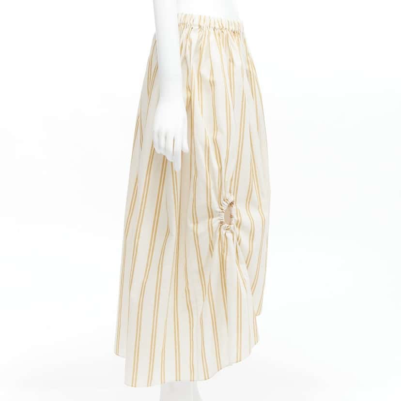 Oscar De La Renta Striped Balloon Skirt White Cotton Never worn - Model View