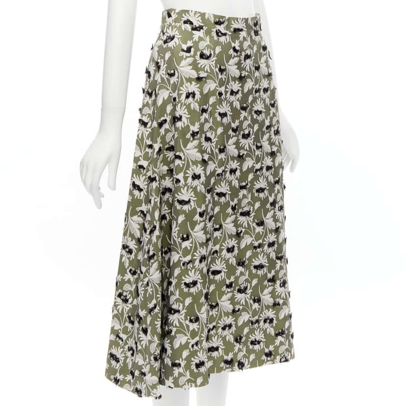 Balenciaga Fringe Floral Skirt Grey Viscose Never worn - Back View