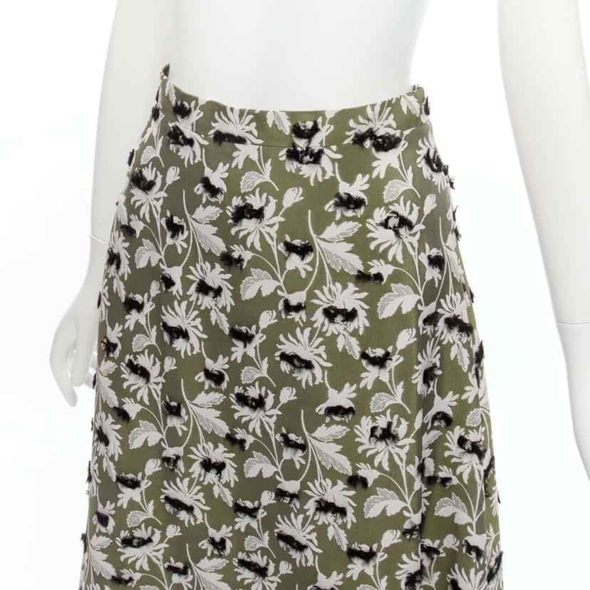 Balenciaga Fringe Floral Skirt Grey Viscose Never worn - Inside View