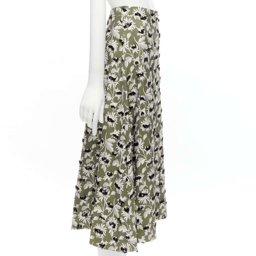 Balenciaga Fringe Floral Skirt Grey Viscose Never worn - Model View