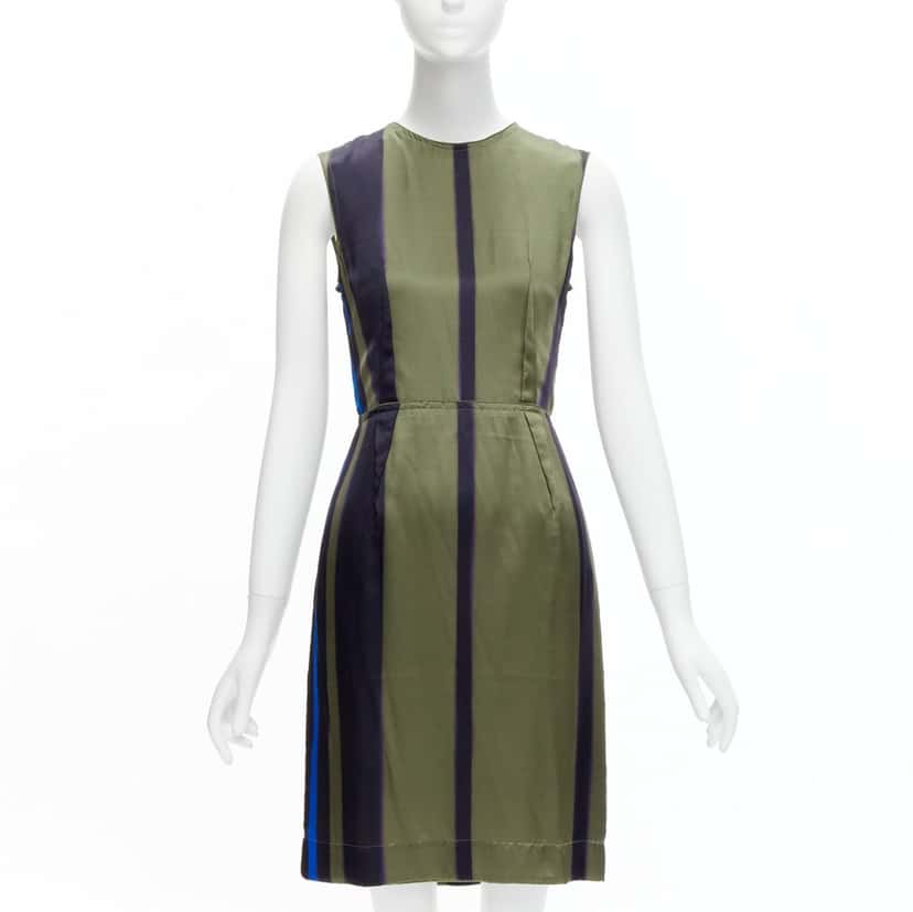 Lanvin Abstract Darts Dress MultiColor Silk Never worn - Front View