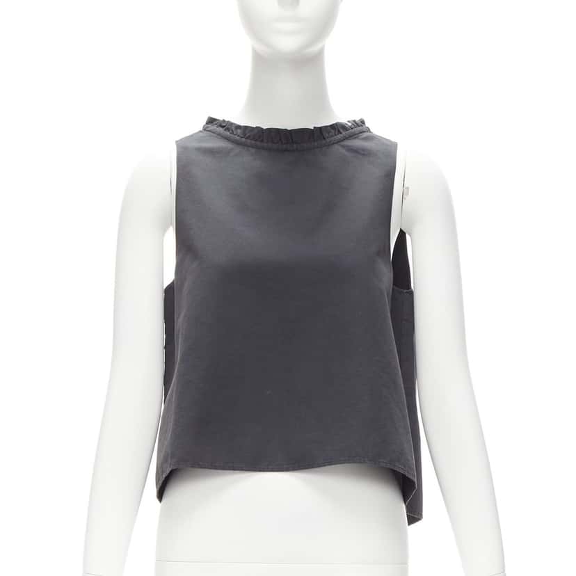 Atlantique Ascoli Ruffle Dipped Top Grey Cotton Good condition - Inside View