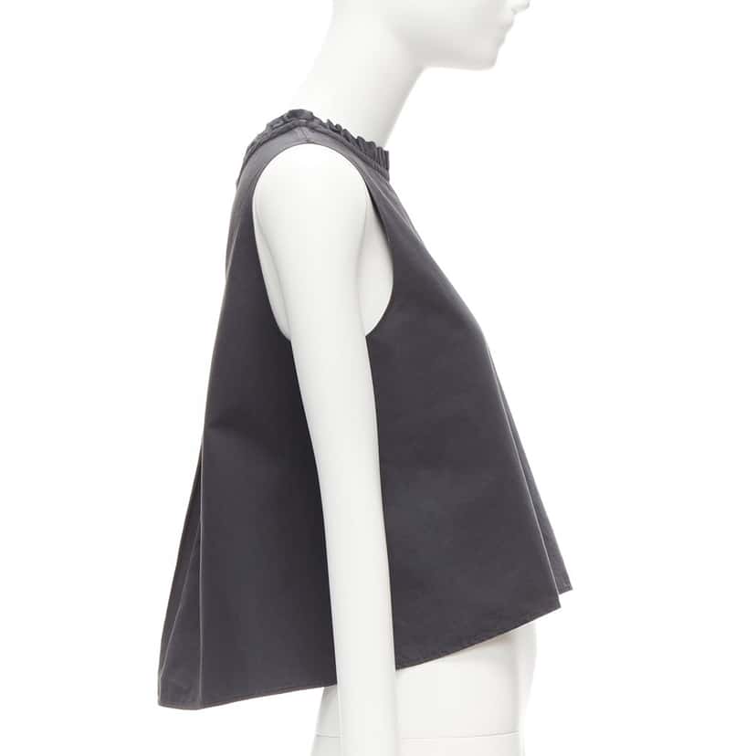 Atlantique Ascoli Ruffle Dipped Top Grey Cotton Good condition - Model View