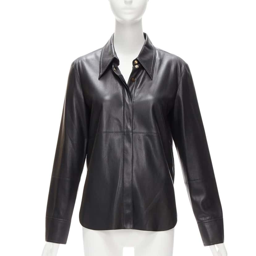 Nanushka Vegan Leather Shirt Black Very good condition - Front View