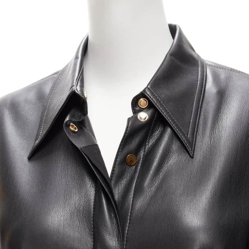 Nanushka Vegan Leather Shirt Black Very good condition - Back View