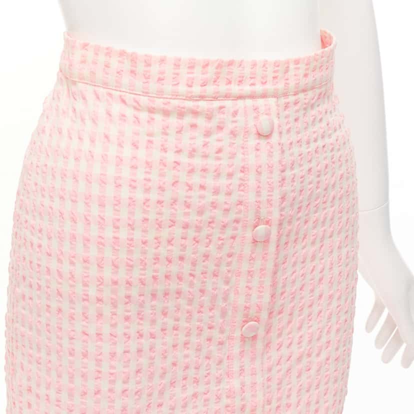 Altuzarra Gingham Button Skirt Pink Cotton Never worn - Back View