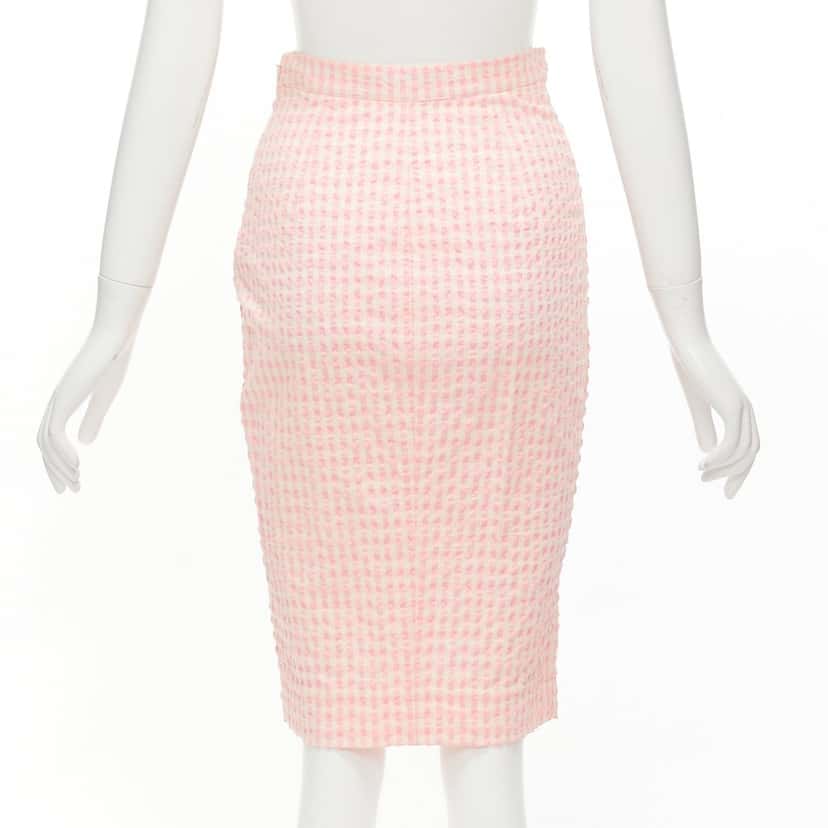 Altuzarra Gingham Button Skirt Pink Cotton Never worn - Box View