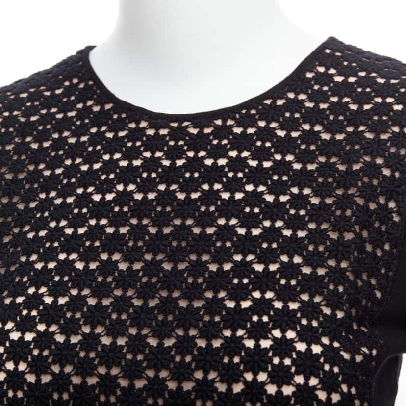 Giambattista Valli Overlay Bow Lace Sweater Black Viscose Never worn - Back View