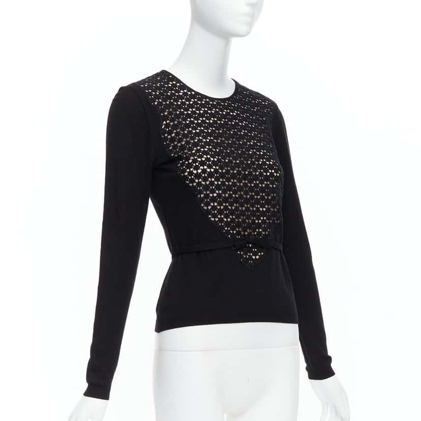 Giambattista Valli Overlay Bow Lace Sweater Black Viscose Never worn - Inside View