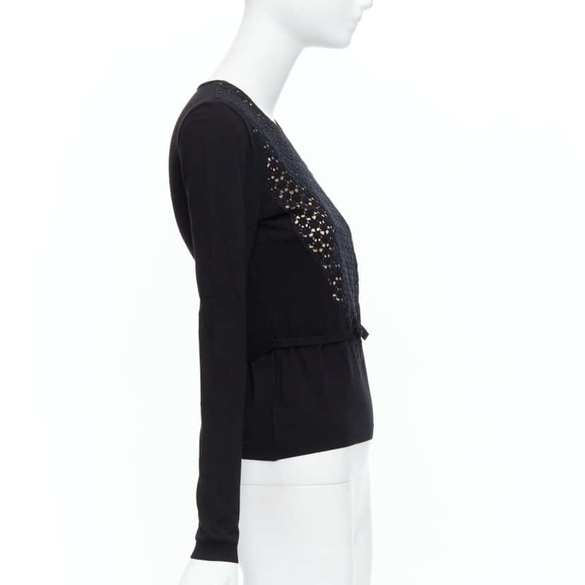 Giambattista Valli Overlay Bow Lace Sweater Black Viscose Never worn - Model View