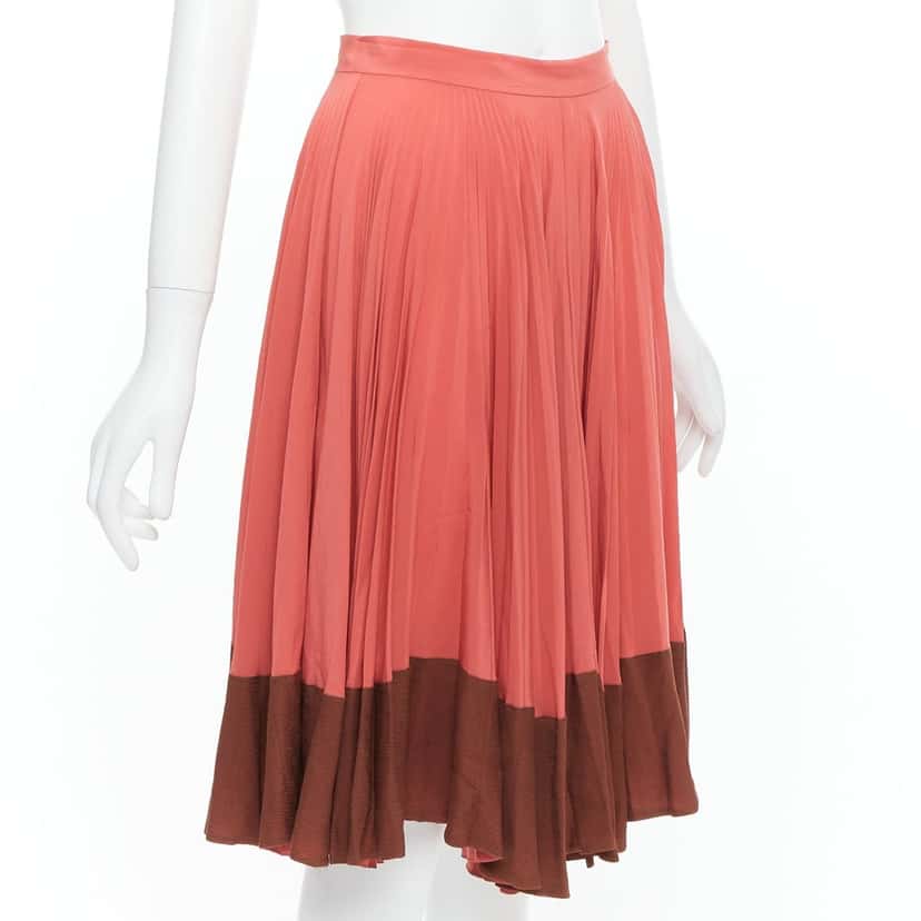 Fendi Colorblock Pleated Skirt Pink Silk Very good condition - Inside View