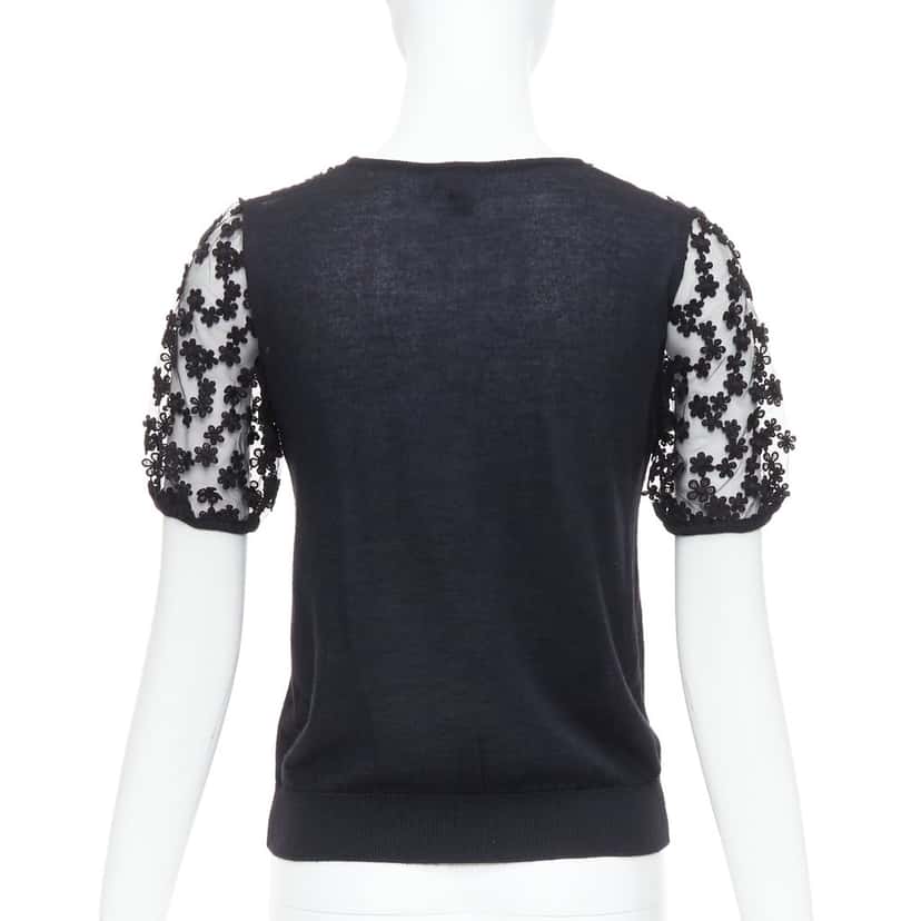 Giambattista Valli Floral Lace Sweater Black Cashmere Never worn - Box View