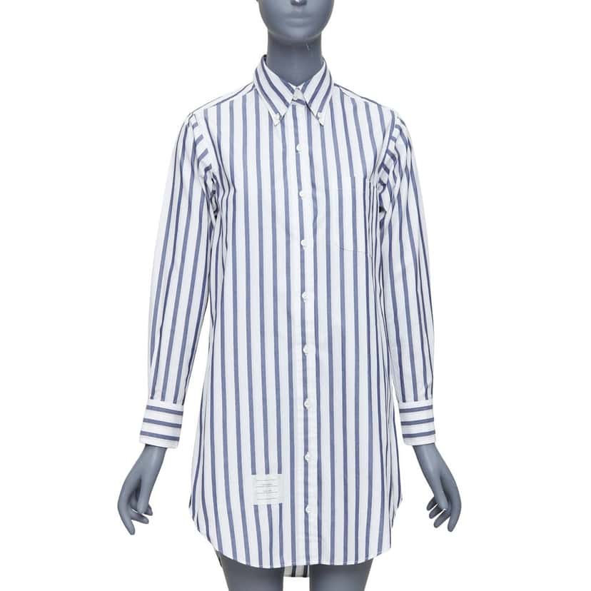 Thom Browne Stripe Shirt Dress Blue Cotton Good condition - Front View