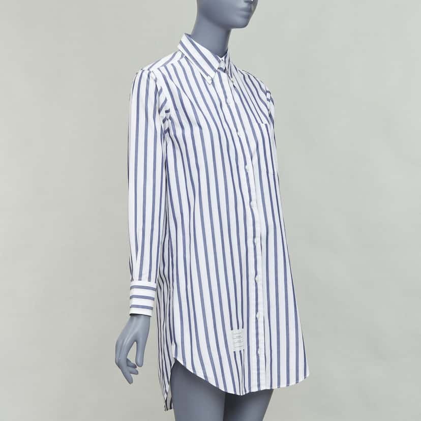 Thom Browne Stripe Shirt Dress Blue Cotton Good condition - Inside View