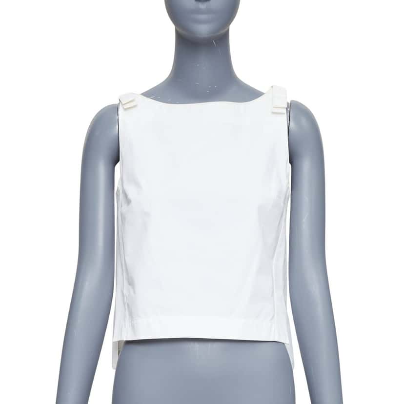 Fendi Bow Shoulder Top Beige Cotton Fair condition - Front View