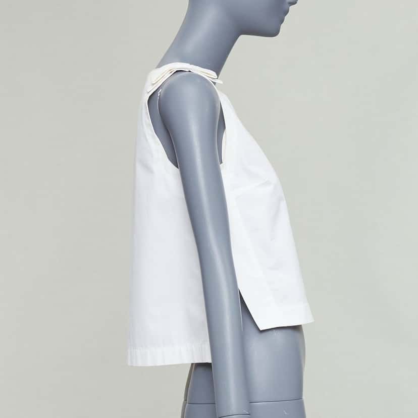 Fendi Bow Shoulder Top Beige Cotton Fair condition - Model View