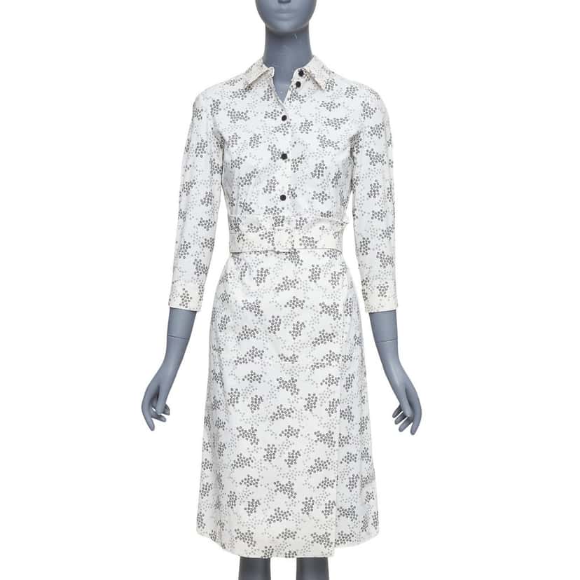 Bottega Veneta Floral Wrap Dress Beige Cotton Good condition - Front View