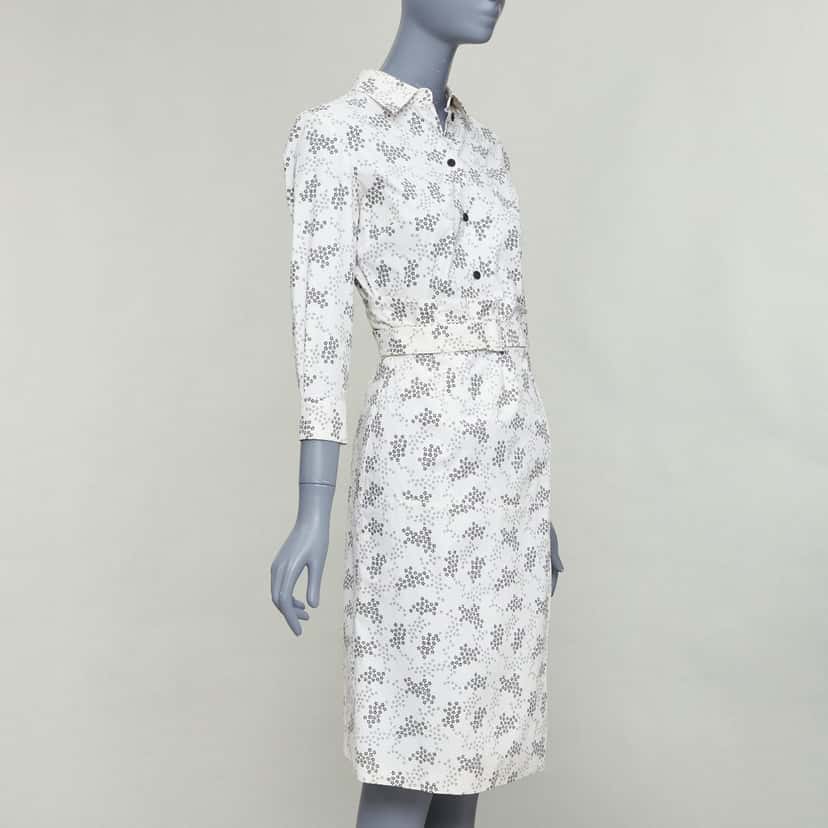 Bottega Veneta Floral Wrap Dress Beige Cotton Good condition - Inside View