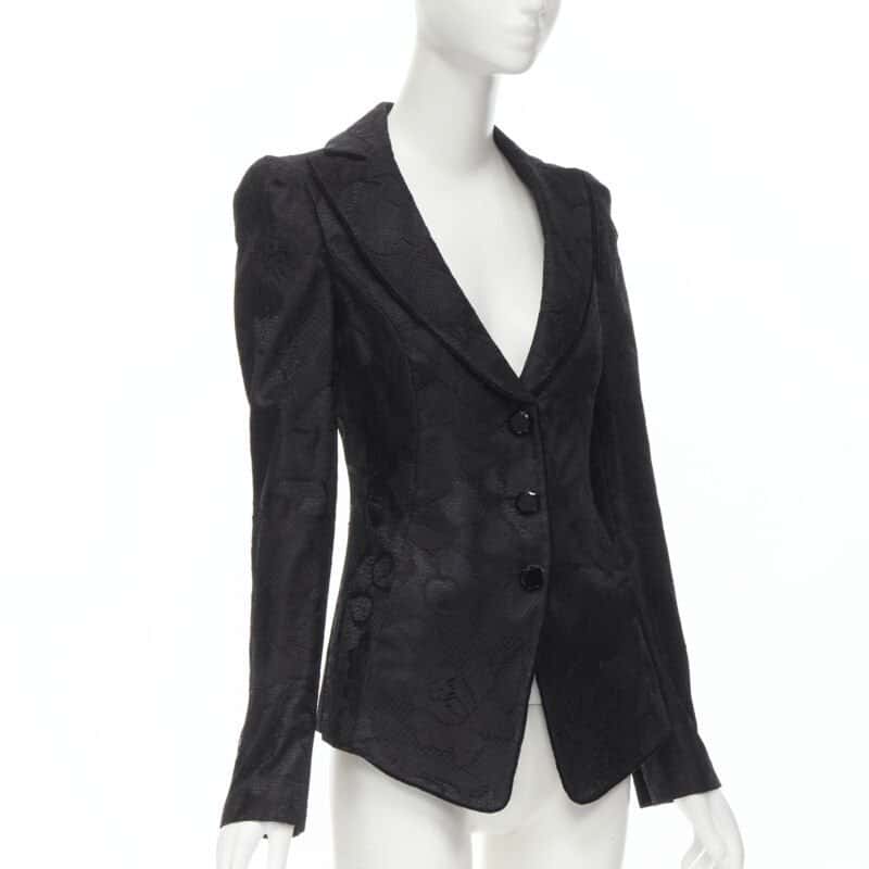 Emporio Armani Black Lace Fitted Blazer Black Polyester Never worn - Inside View