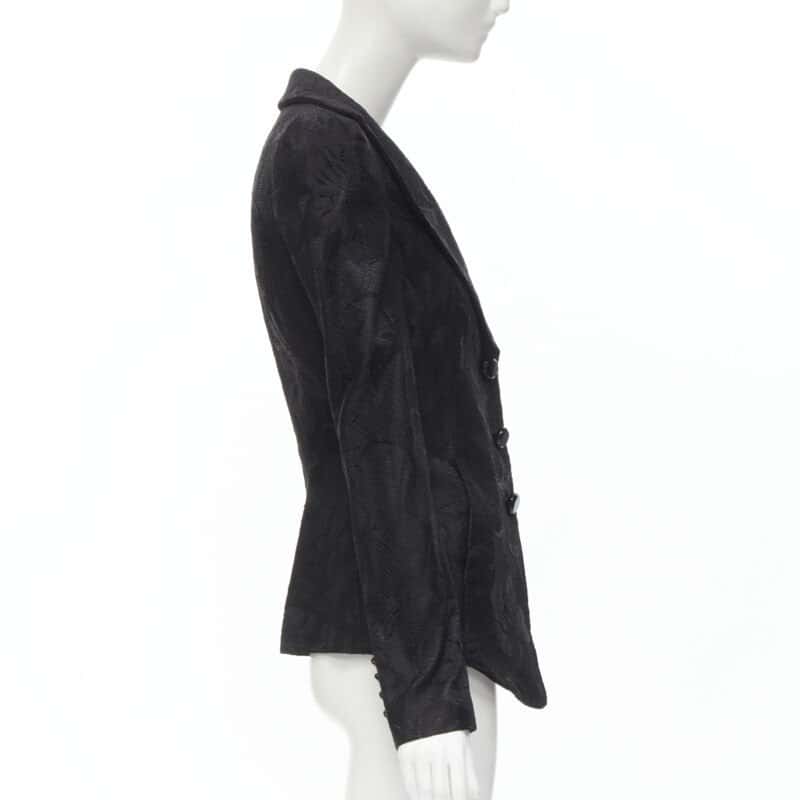 Emporio Armani Black Lace Fitted Blazer Black Polyester Never worn - Model View