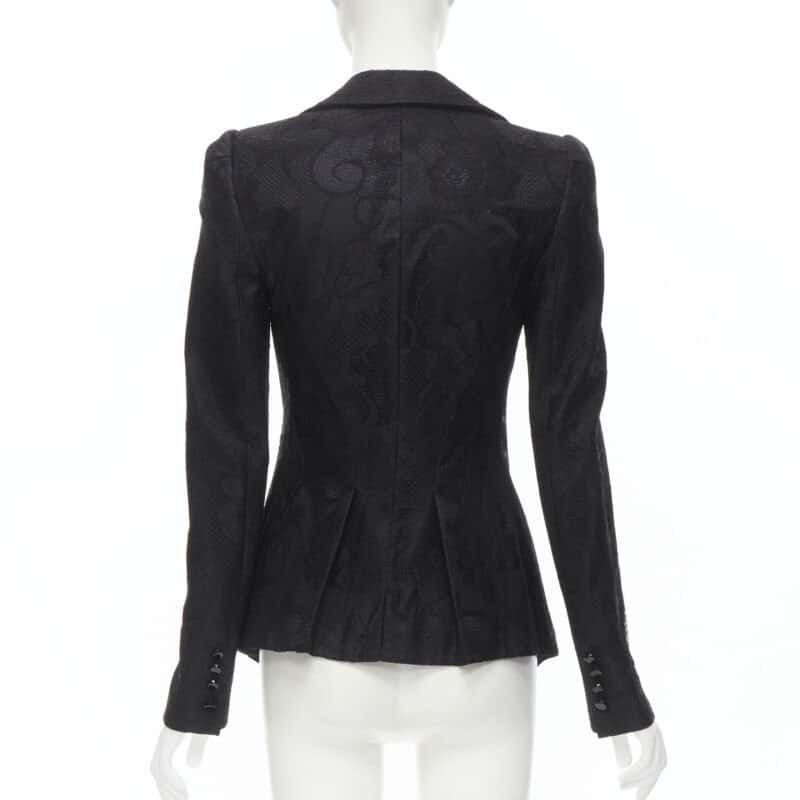 Emporio Armani Black Lace Fitted Blazer Black Polyester Never worn - Box View