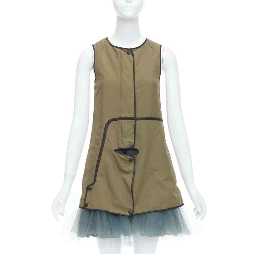Marni Utility Vest Dress Khaki Polyamide Very good condition - Front View