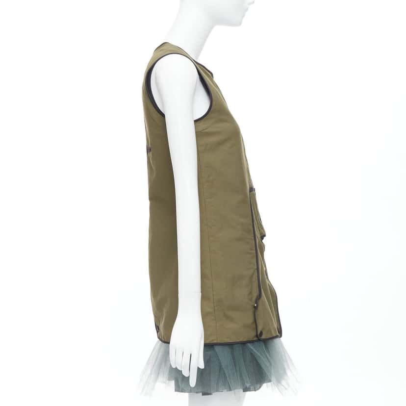 Marni Utility Vest Dress Khaki Polyamide Very good condition - Model View