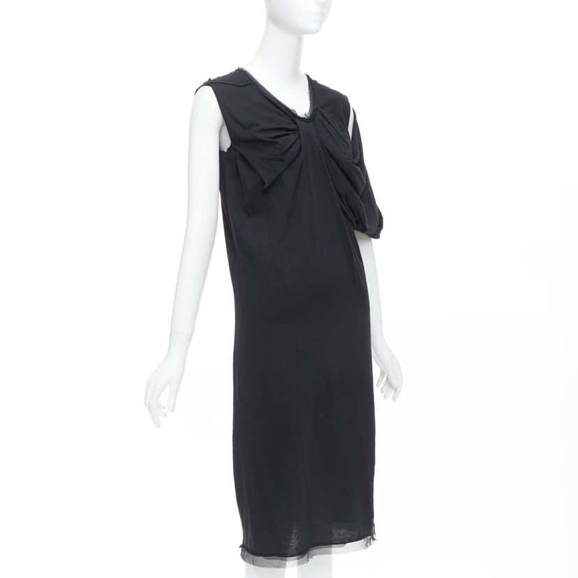 Lanvin Asymmetric Midi Dress Black Cotton Fair condition - Inside View