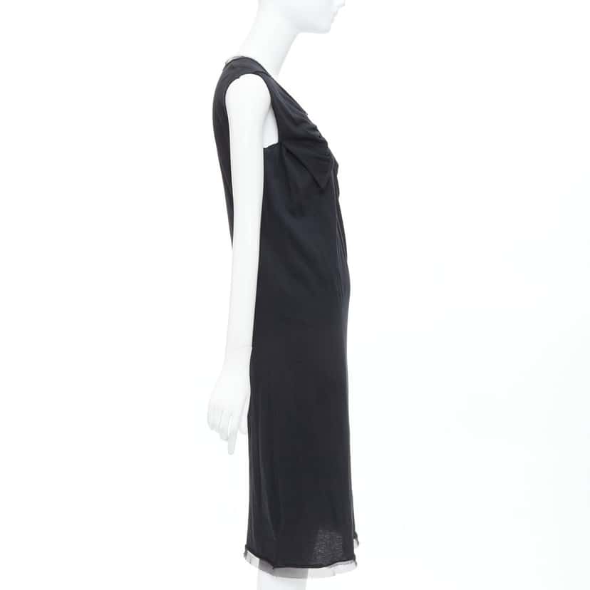 Lanvin Asymmetric Midi Dress Black Cotton Fair condition - Model View