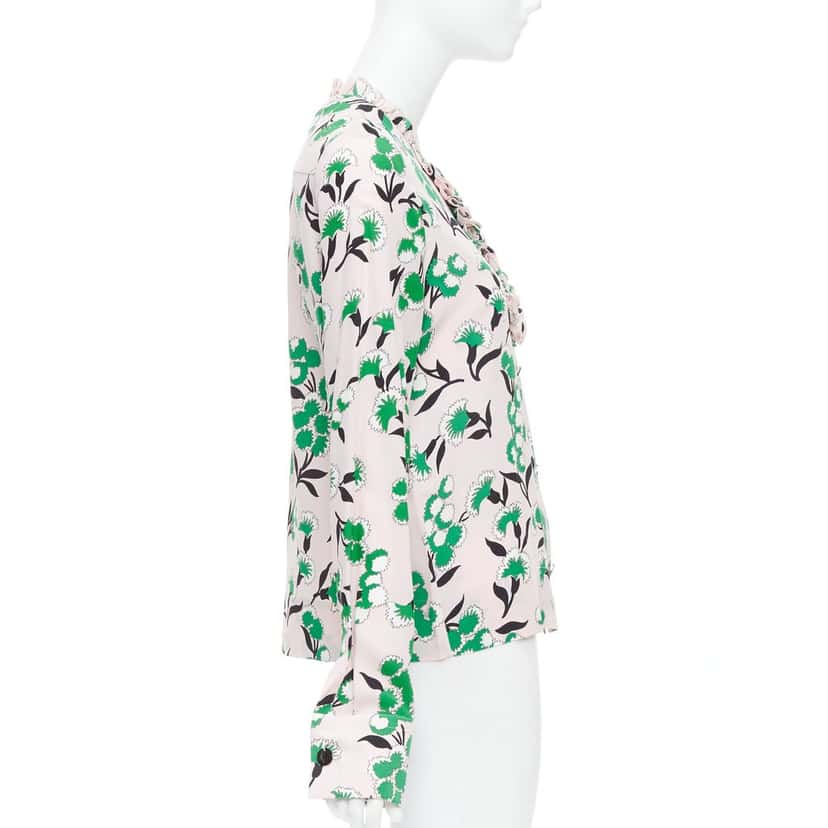 Marni Floral Ruffle Top Pink Silk Never worn - Model View