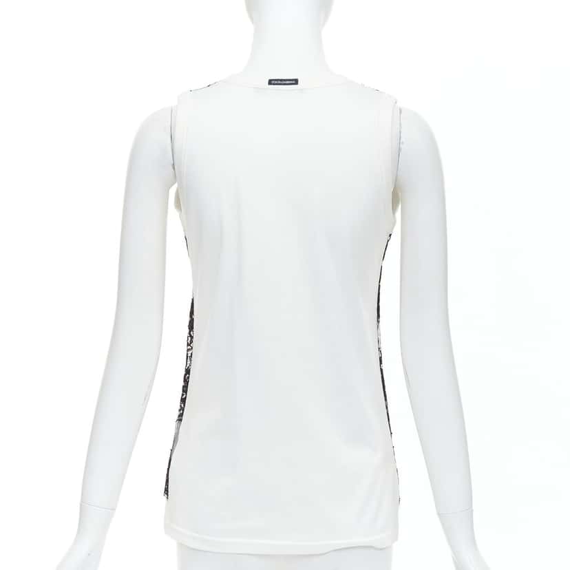 DOLCE & GABBANA Lace Overlay Tank Black Cotton Never worn - Box View