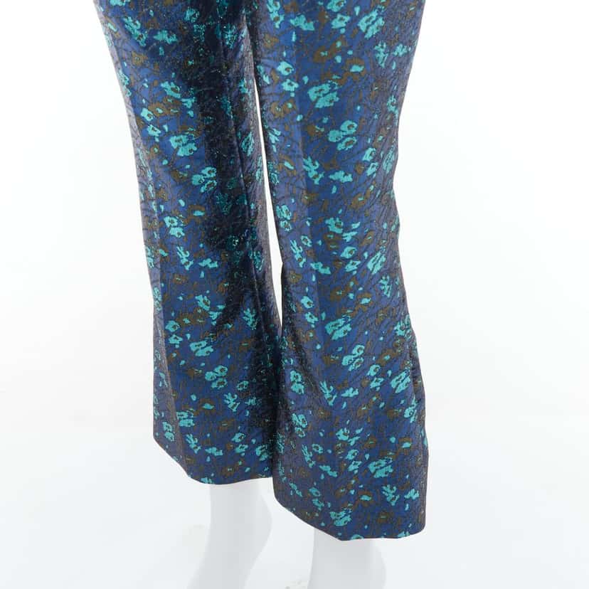 Prada Floral Brocade Pants Blue Polyester Good condition - Back View