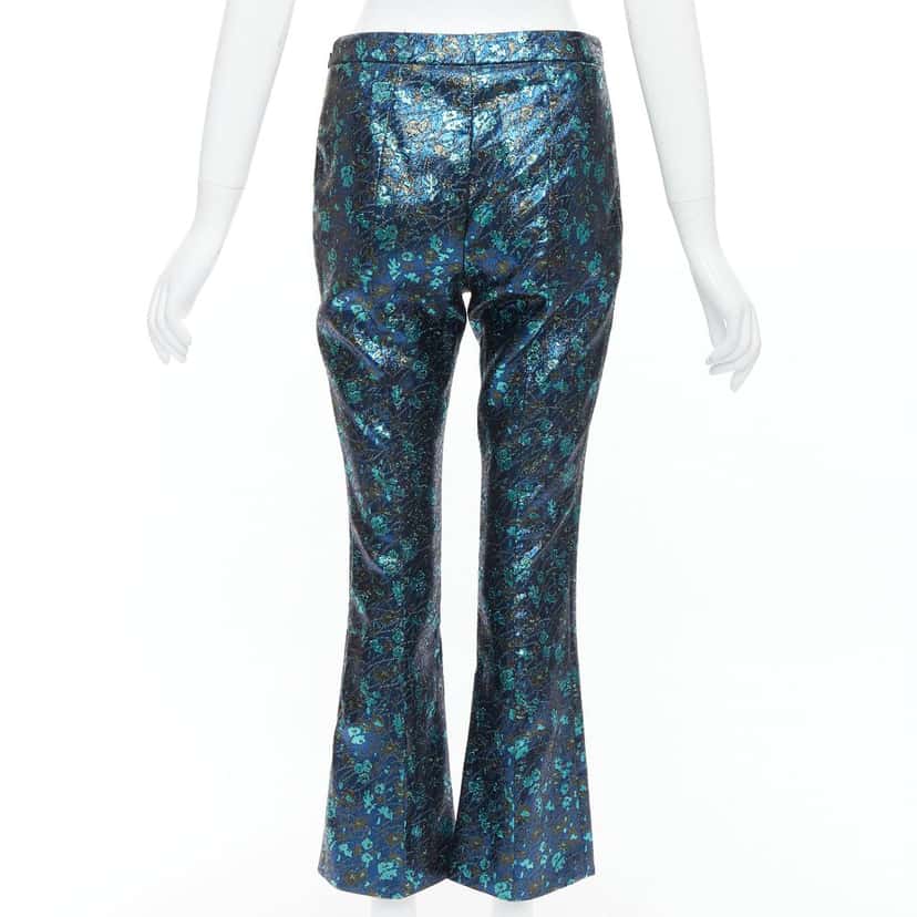 Prada Floral Brocade Pants Blue Polyester Good condition - Box View