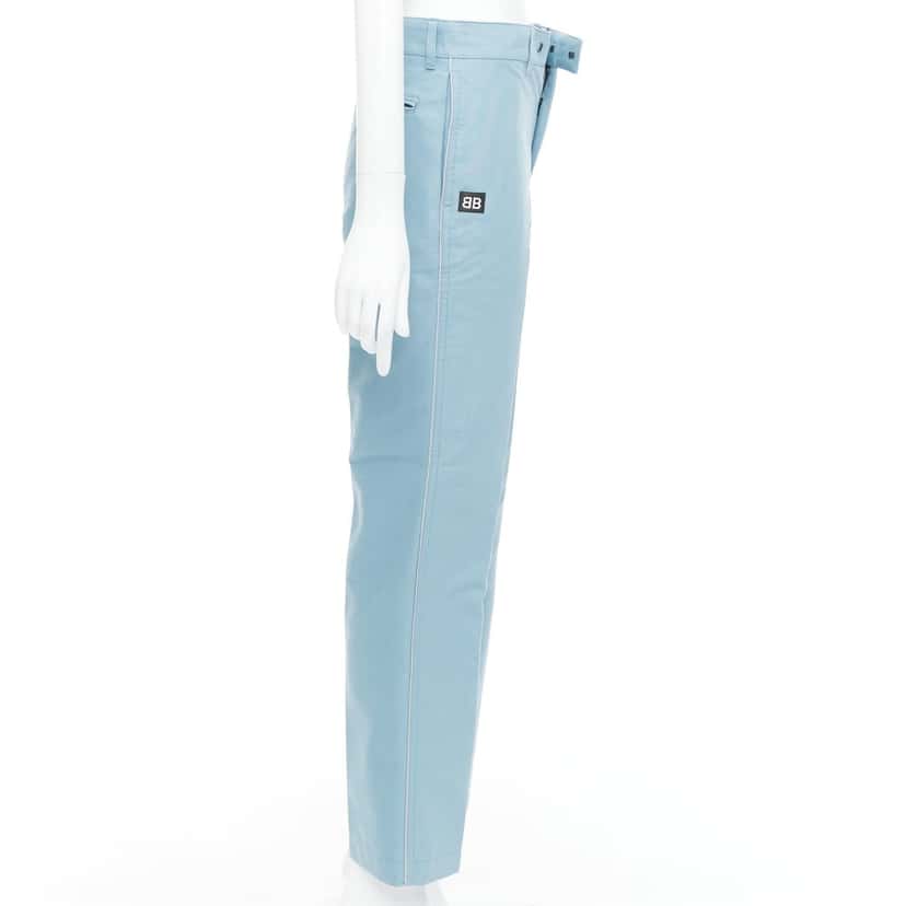 Balenciaga Logo Tapered Pants Blue Polyamide Never worn - Model View
