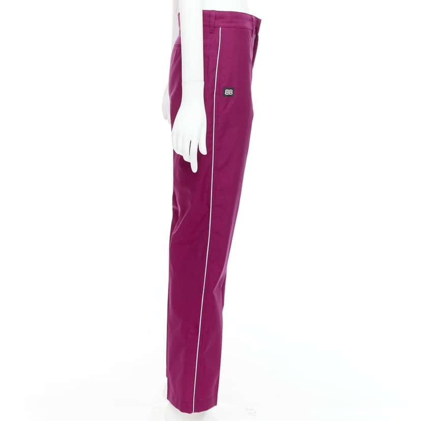 Balenciaga Logo Tapered Pants Purple Polyamide Never worn - Model View