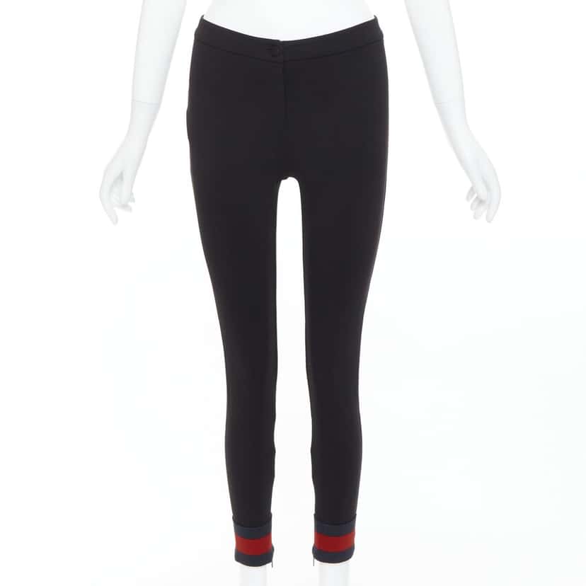 Gucci Web Cuff Pants Black Viscose Very good condition - Front View