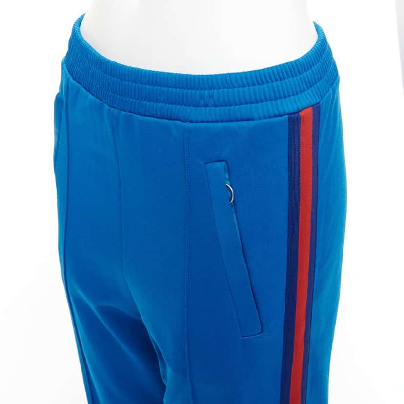 Gucci Web Flared Pants Blue Polyester Fair condition - Back View