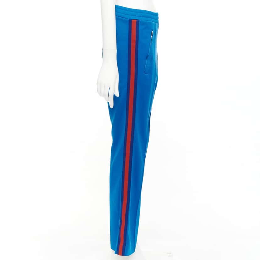 Gucci Web Flared Pants Blue Polyester Fair condition - Model View