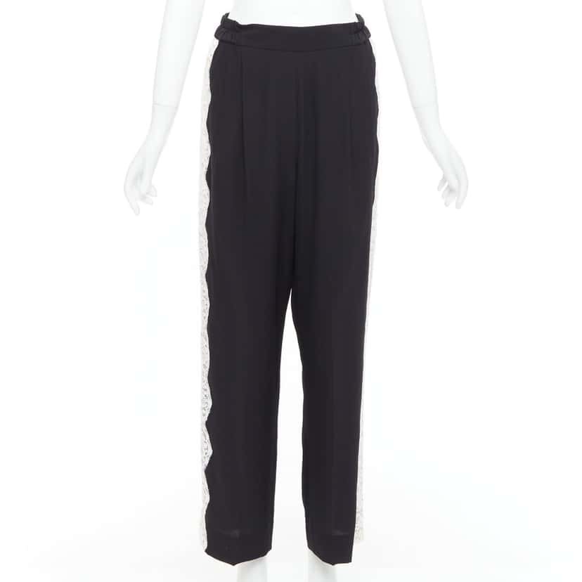 Stella McCartney Lace Trim Pants Black Silk Never worn, with tag - Inside View