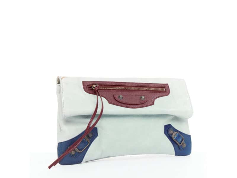 Balenciaga Motocross Classic Envelope Clutch Blue Leather Fair condition - Inside View