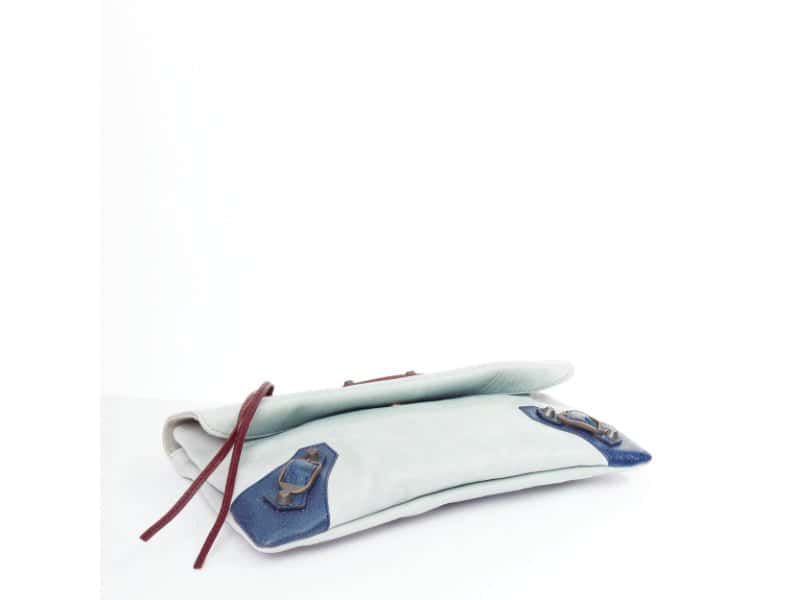 Balenciaga Motocross Classic Envelope Clutch Blue Leather Fair condition - Box View