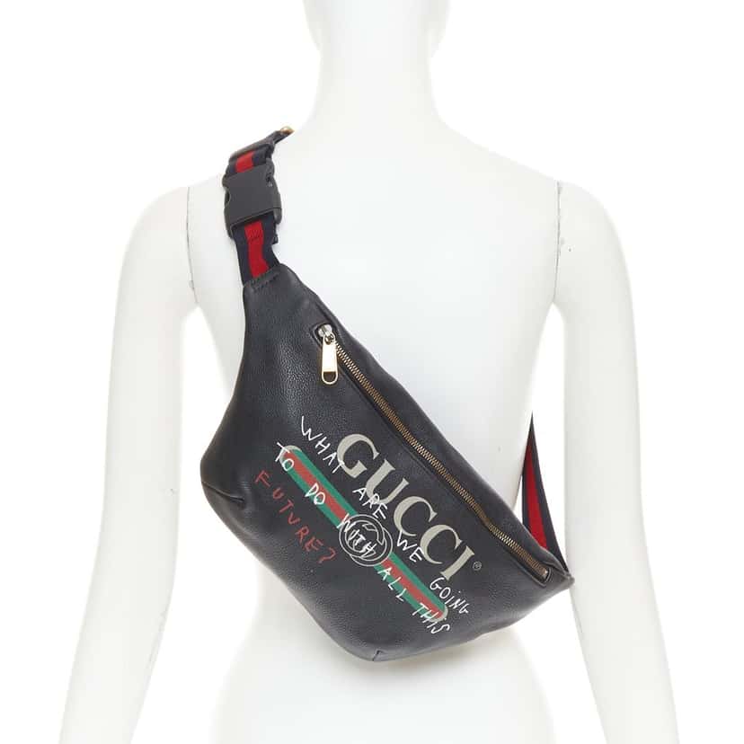 Gucci What Are We Going to Do with All This Future? Belt Bag Black Leather Very good condition - Back View