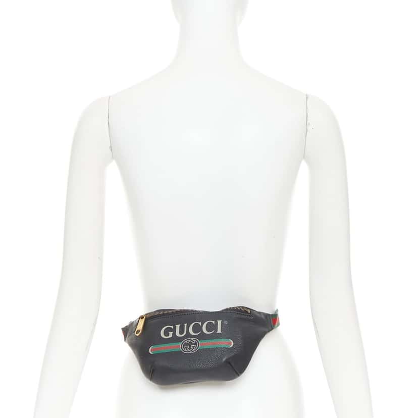 Gucci Gucci Print Leather Logo Small Belt Bag Black Leather Very good condition - Back View