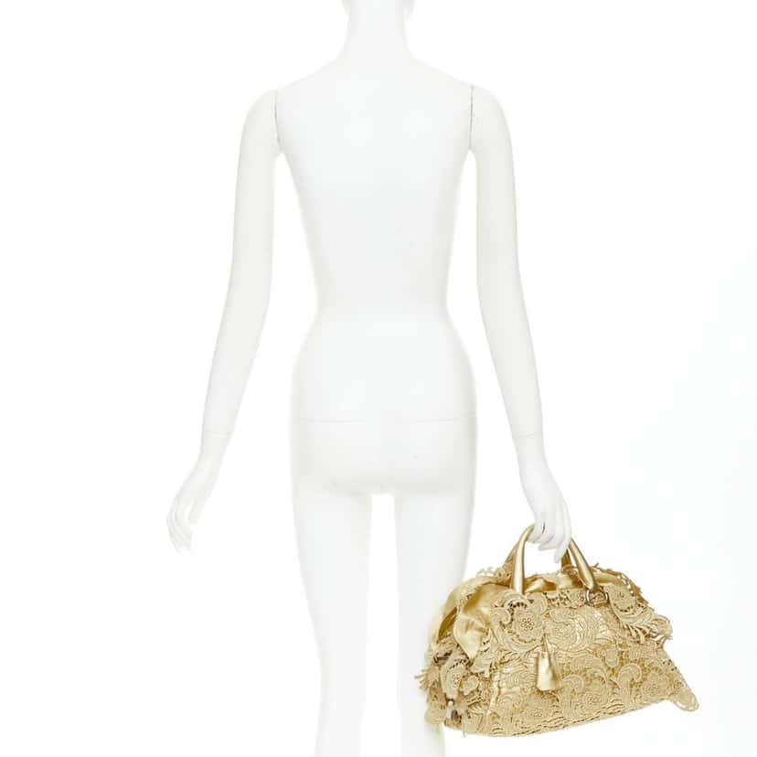Prada Pizzo Gold Leather Good condition - Back View